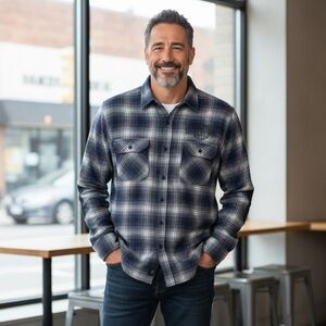 Harley-Davidson Men’s 3XL Plaid Flannel Shirt Blue Gray Logo Embroidered